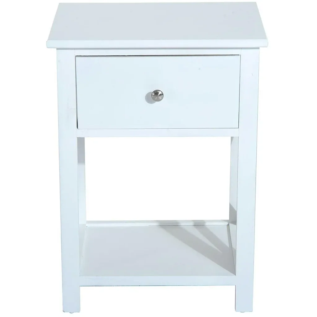 Side table bedside table with drawer wood white