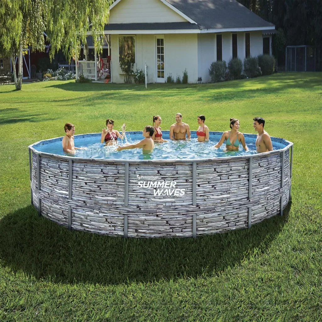 Summer Waves Elite Frame Pool Ø549 x 132 cm, Teak Look