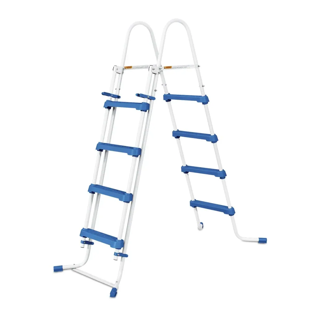 Pool Ladder 132 cm Blue/White – Steel Frame, Non-Slip Steps