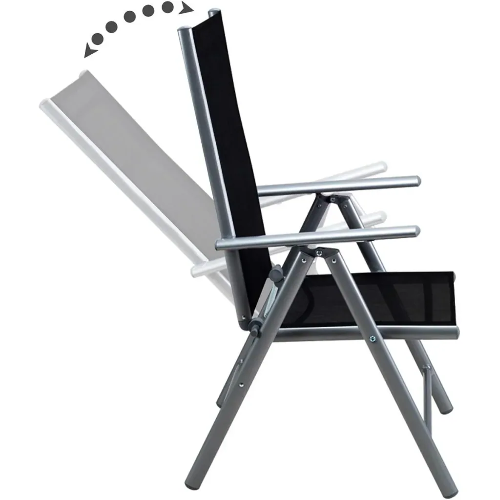 Garden set aluminum Bern 4+1 foldable high backrest & black glass top