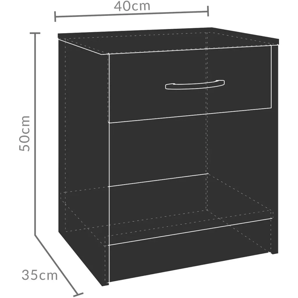 Bedside table with drawer in wenge look (HxWxD) 50x40x35cm
