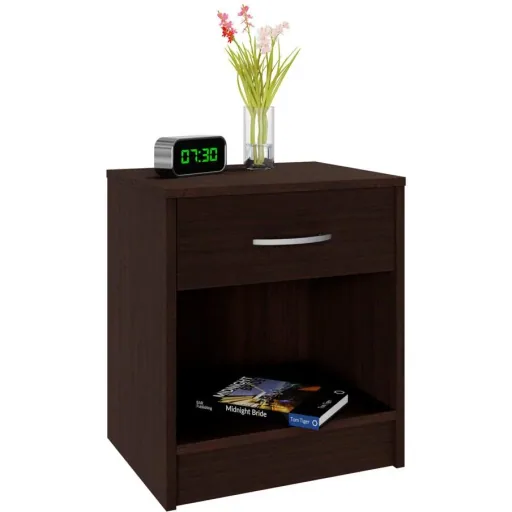 Bedside table with drawer in wenge look (HxWxD) 50x40x35cm