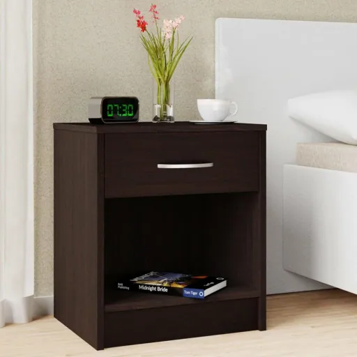 Bedside table with drawer in wenge look (HxWxD) 50x40x35cm