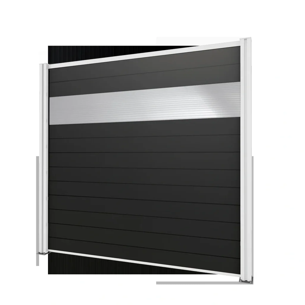 Privacy screen base element, white, 2.02 x 1.86 m, WPC boards grey / polycarbonate panels