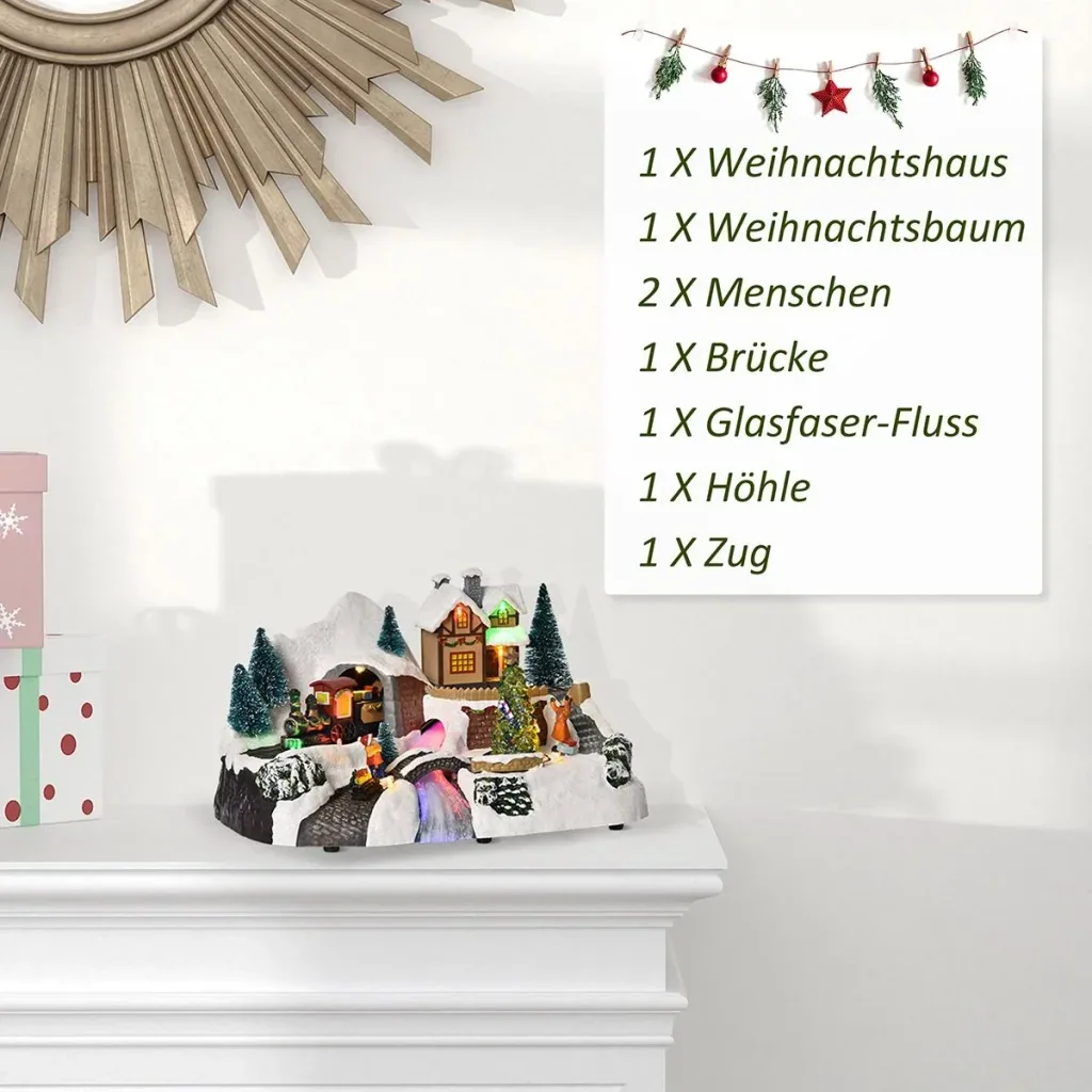 Christmas village Christmas decoration with LED lighting music light chain LED fiber optic 30 x 19 x 19.5 cm
