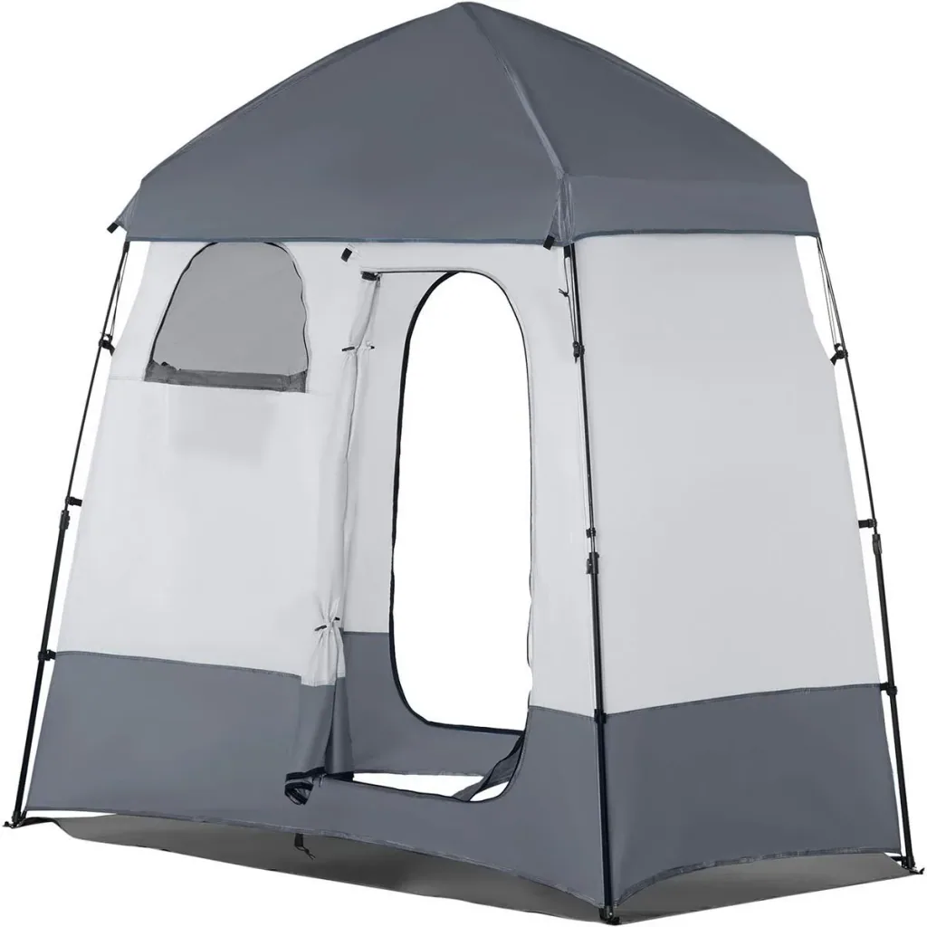 Shower tent for 2 people - incl. carrying bag - grey - 230 x 120 x 230 cm