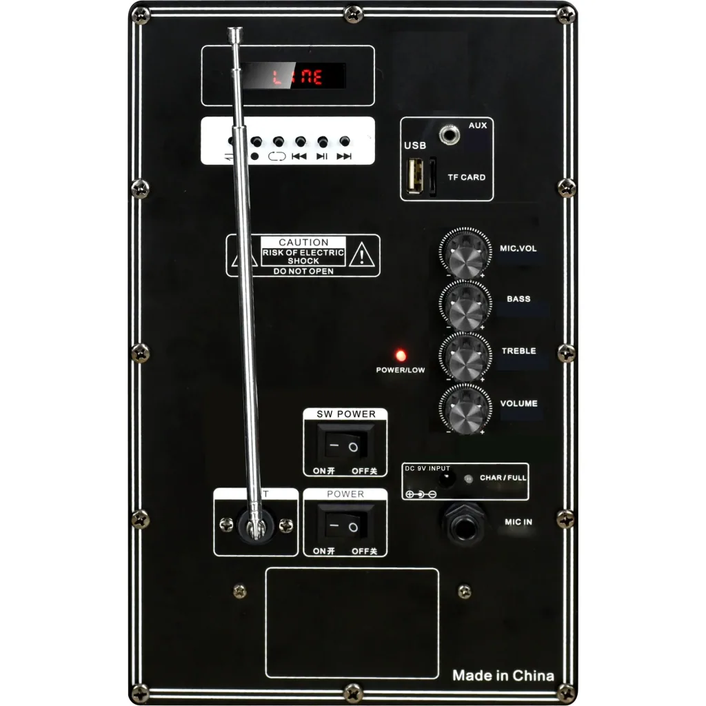 VT-6312 Portable, battery-powered speaker with Bluetooth, wired microphone and LED light effect - RGB - 35