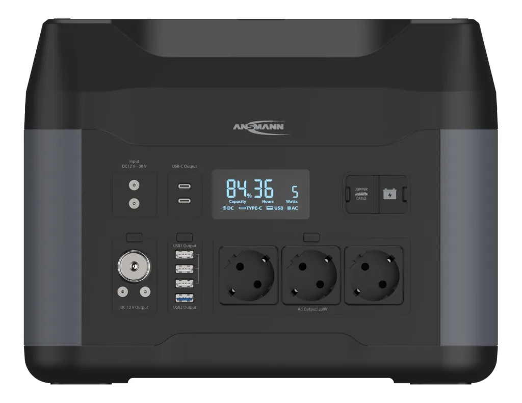 Power station with LED lamp, AC sockets, car socket and USB, 2200 Watt