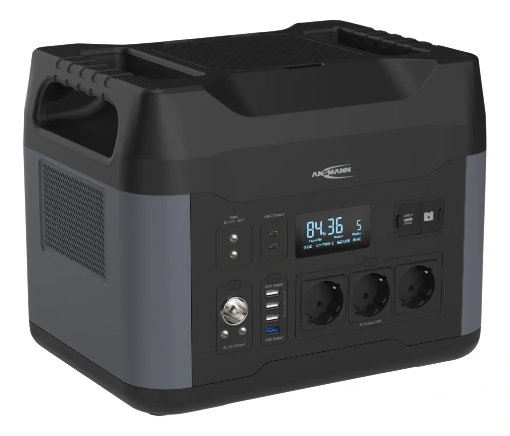 Power station with LED lamp, AC sockets, car socket and USB, 2200 Watt