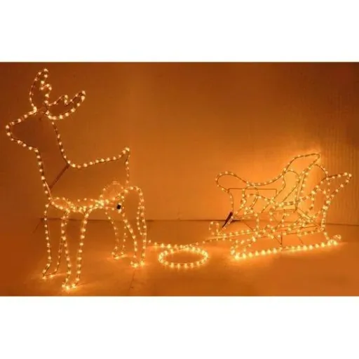 Christmas bull with sleigh - Christmas lights - 60 x 28 x 77 cm