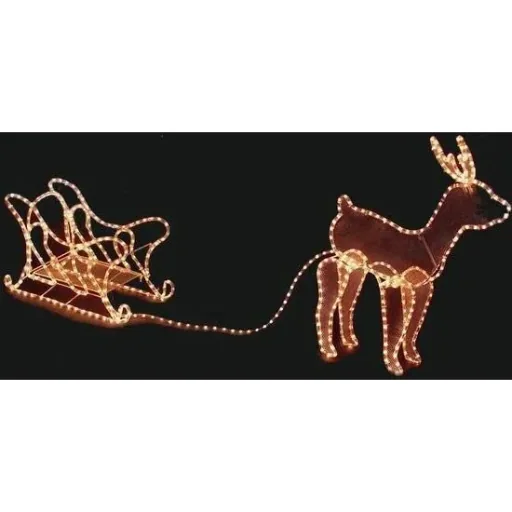 Christmas bull with sleigh - Christmas lights - 60 x 28 x 77 cm