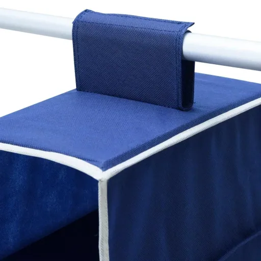 2x coat hangers with 6 compartments in blue/white