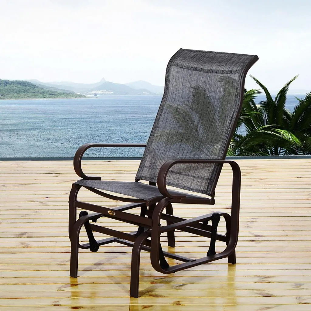 Rocking garden chair in classic style grey/brown