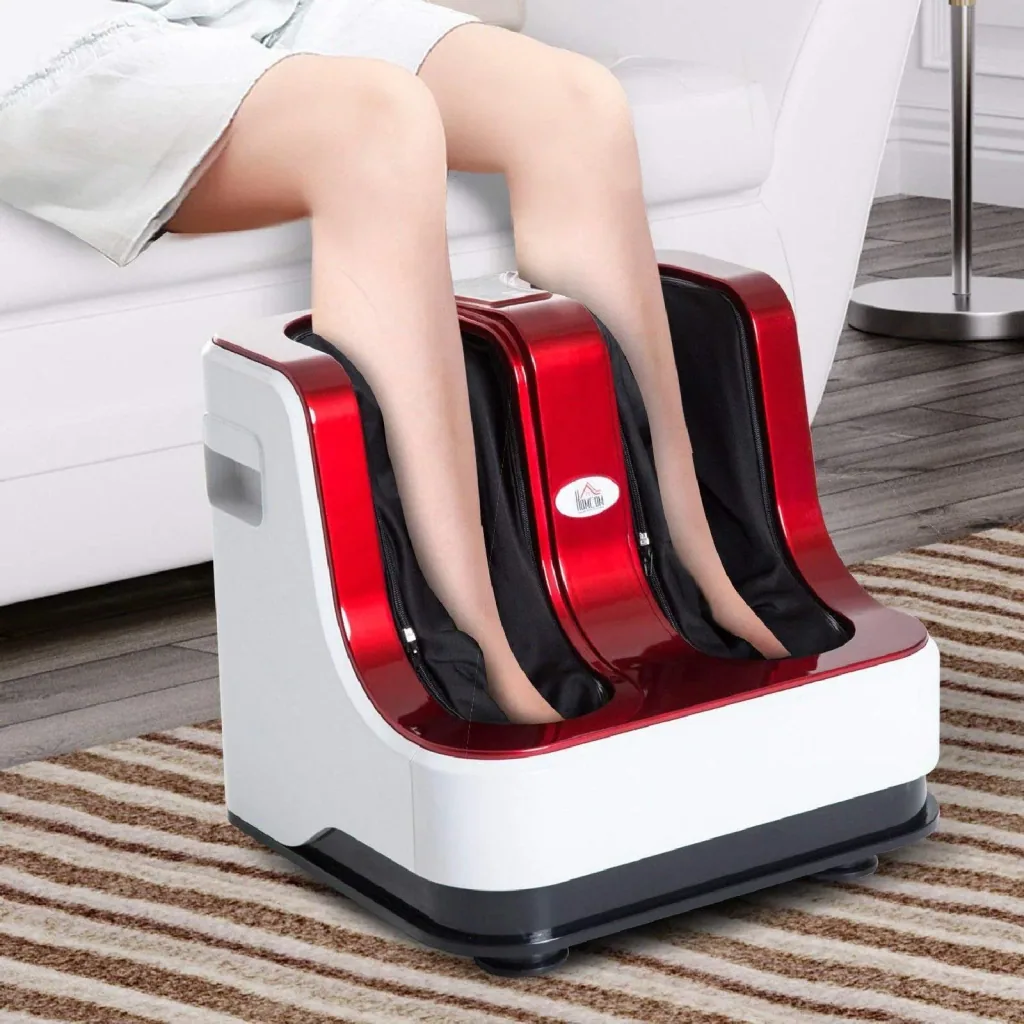 Foot massager foot reflexology massager with heat function and 3 different massage programs red