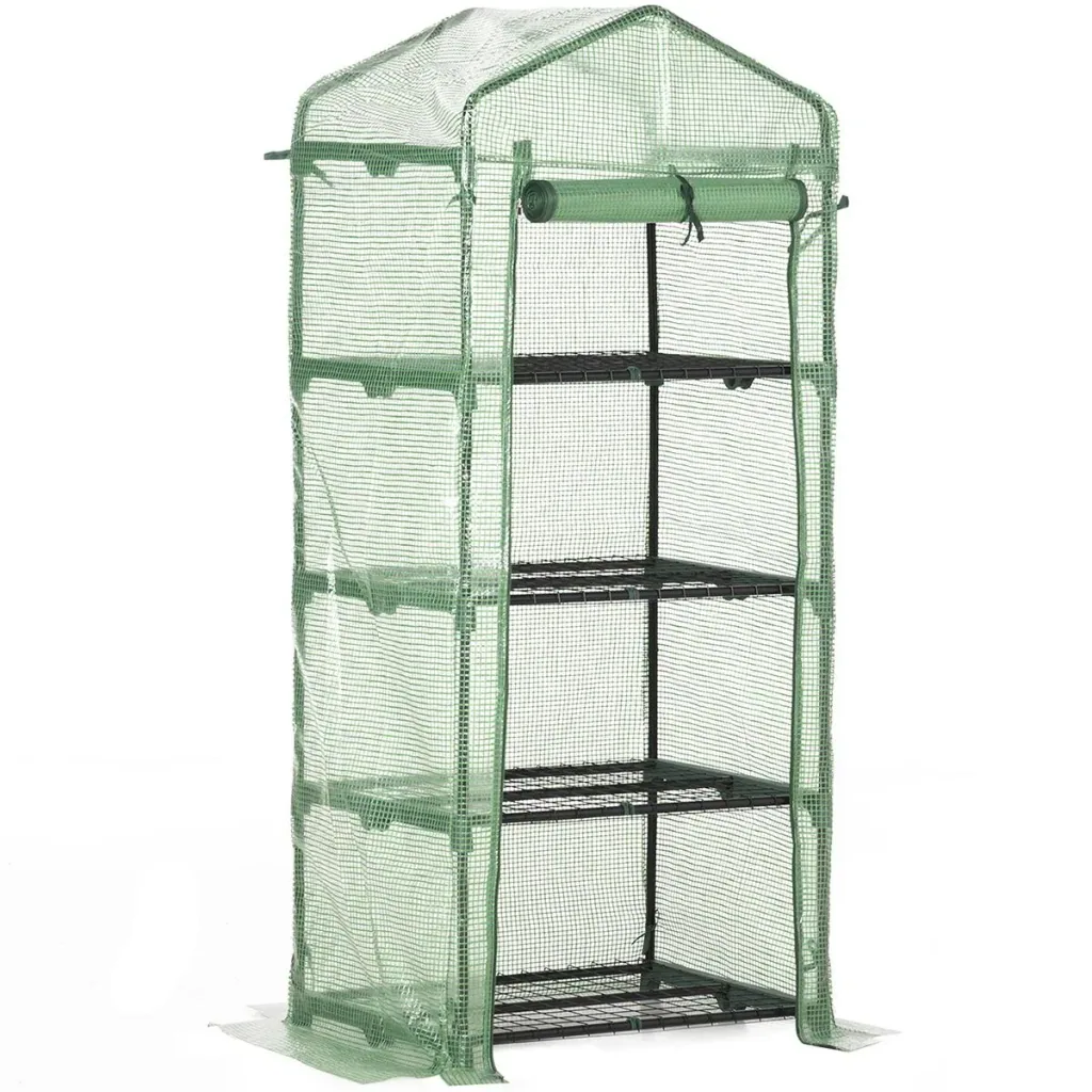 Plastic greenhouse greenhouse tomato greenhouse plants cold frame 4 trellis floors dark green 69 x 50 x 160 cm