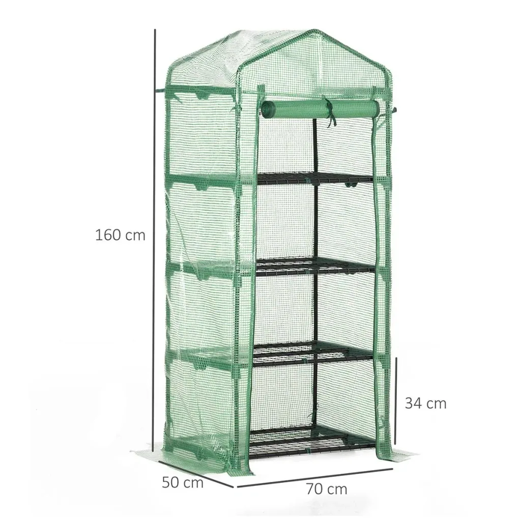 Plastic greenhouse greenhouse tomato greenhouse plants cold frame 4 trellis floors dark green 69 x 50 x 160 cm