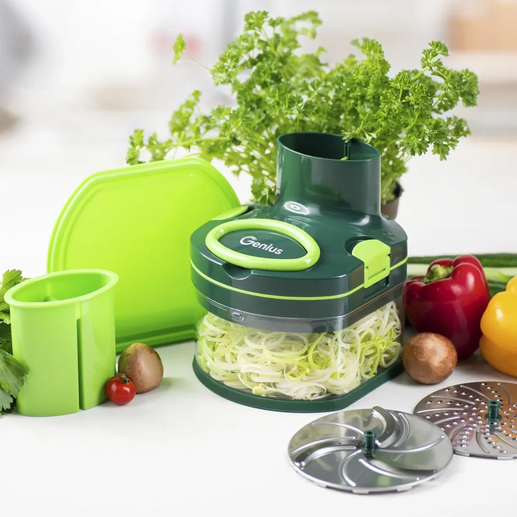 Manual Food Processor "Pegasus", Vegetable Chopper, Set, Green, 10-piece