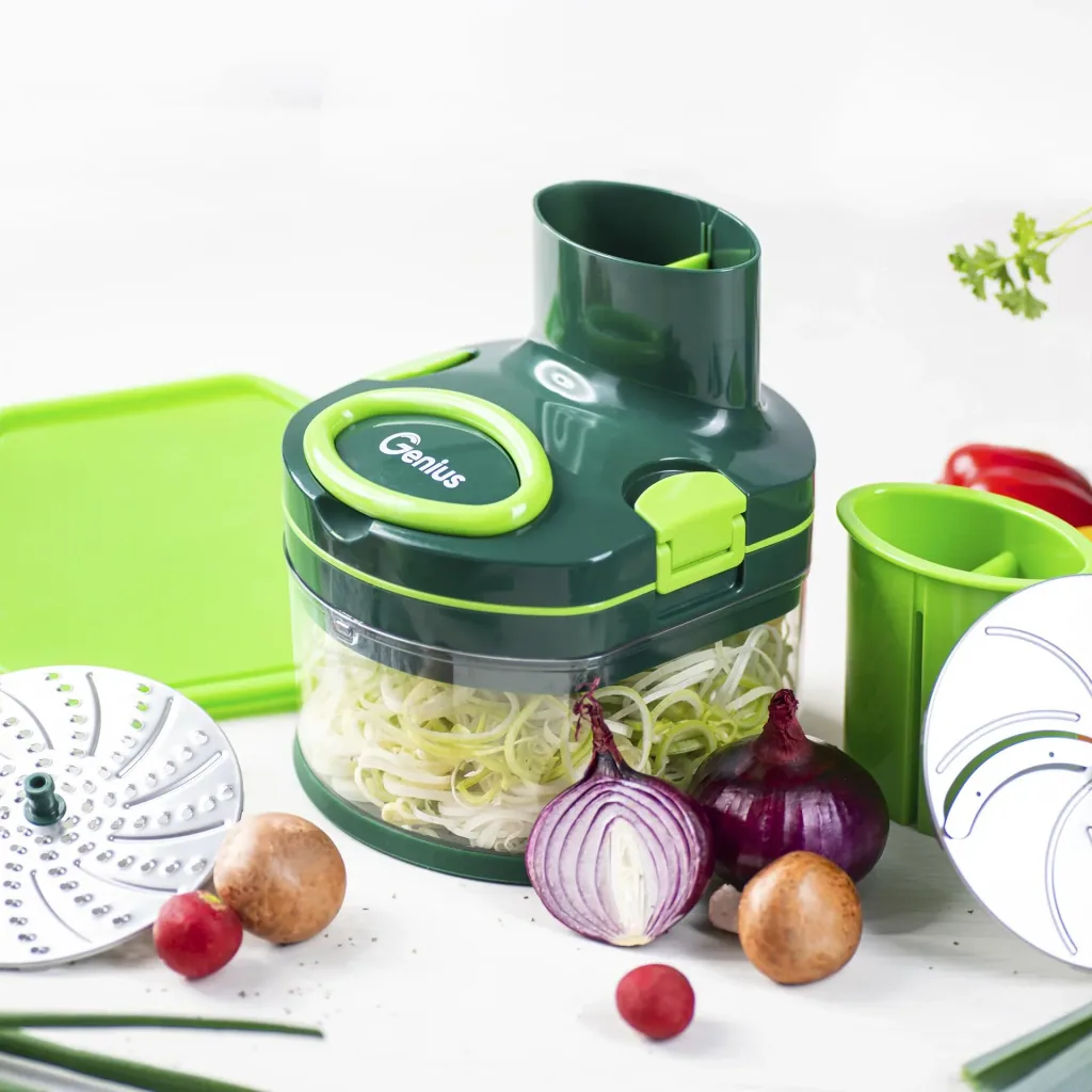 Manual Food Processor "Pegasus", Vegetable Chopper, Set, Green, 10-piece