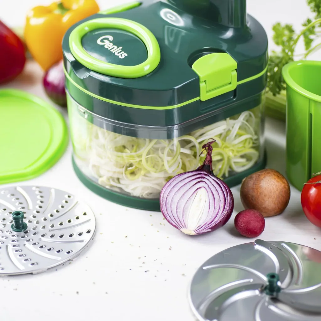 Manual Food Processor "Pegasus", Vegetable Chopper, Set, Green, 10-piece