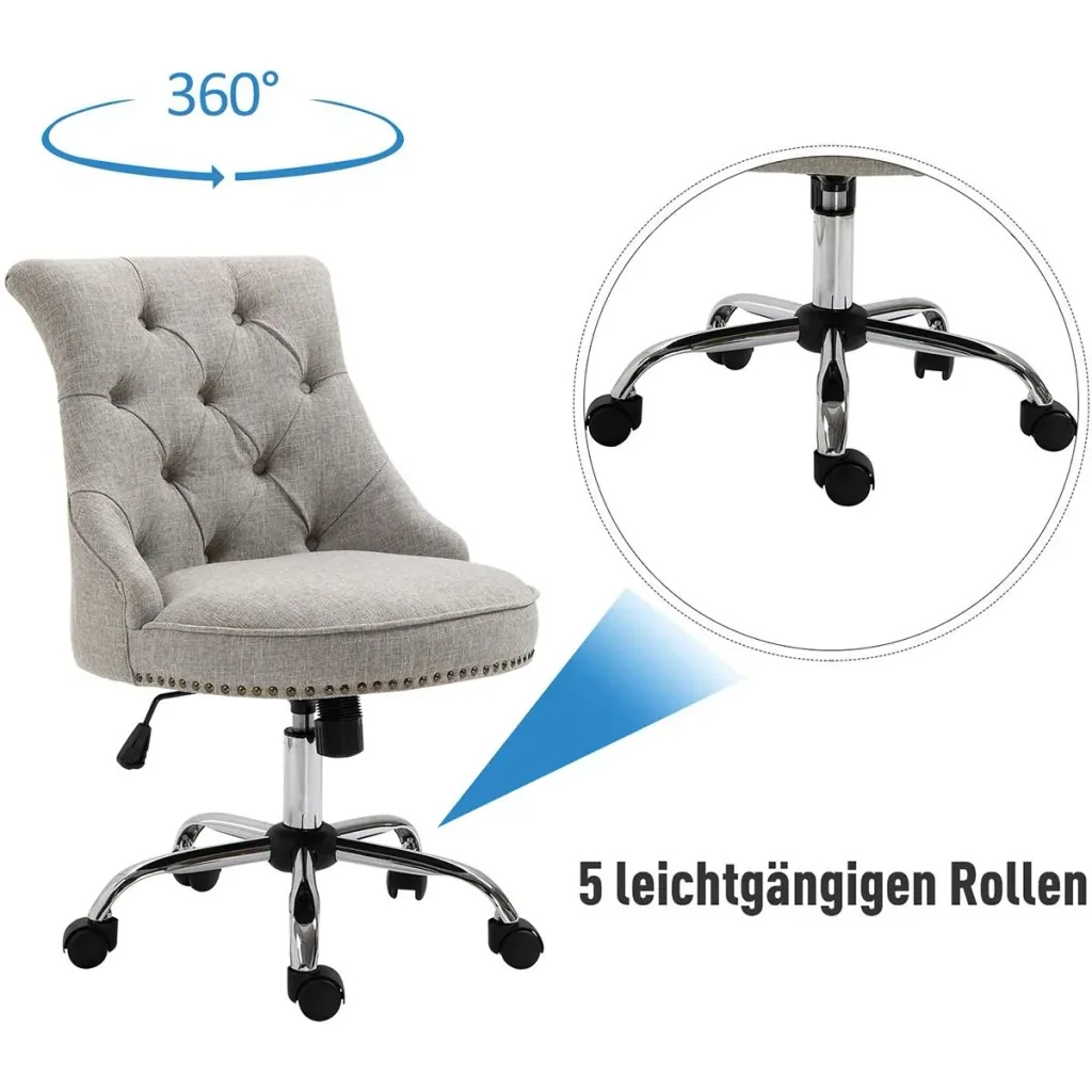Upholstered chair with Chesterfield backrest, light grey