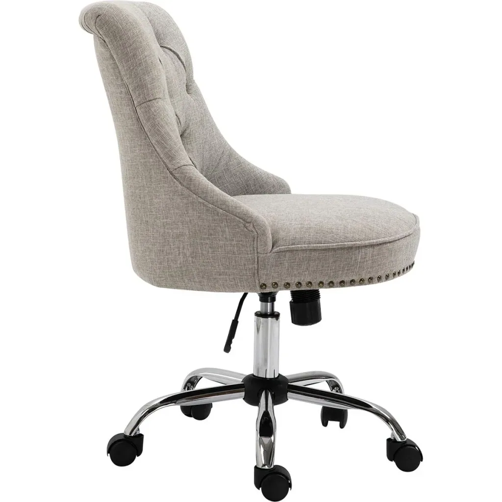 Upholstered chair with Chesterfield backrest, light grey