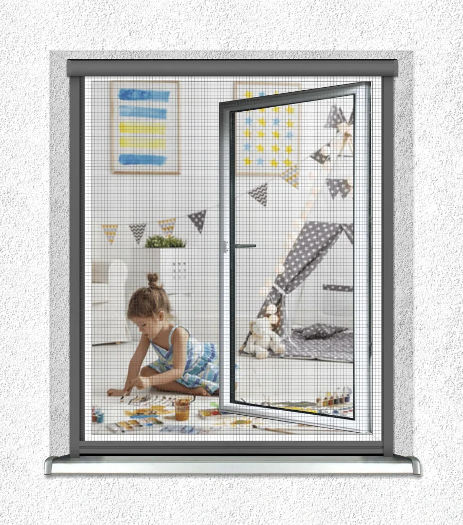 Insect screen roller blind for windows, 160 x 160 cm in anthracite