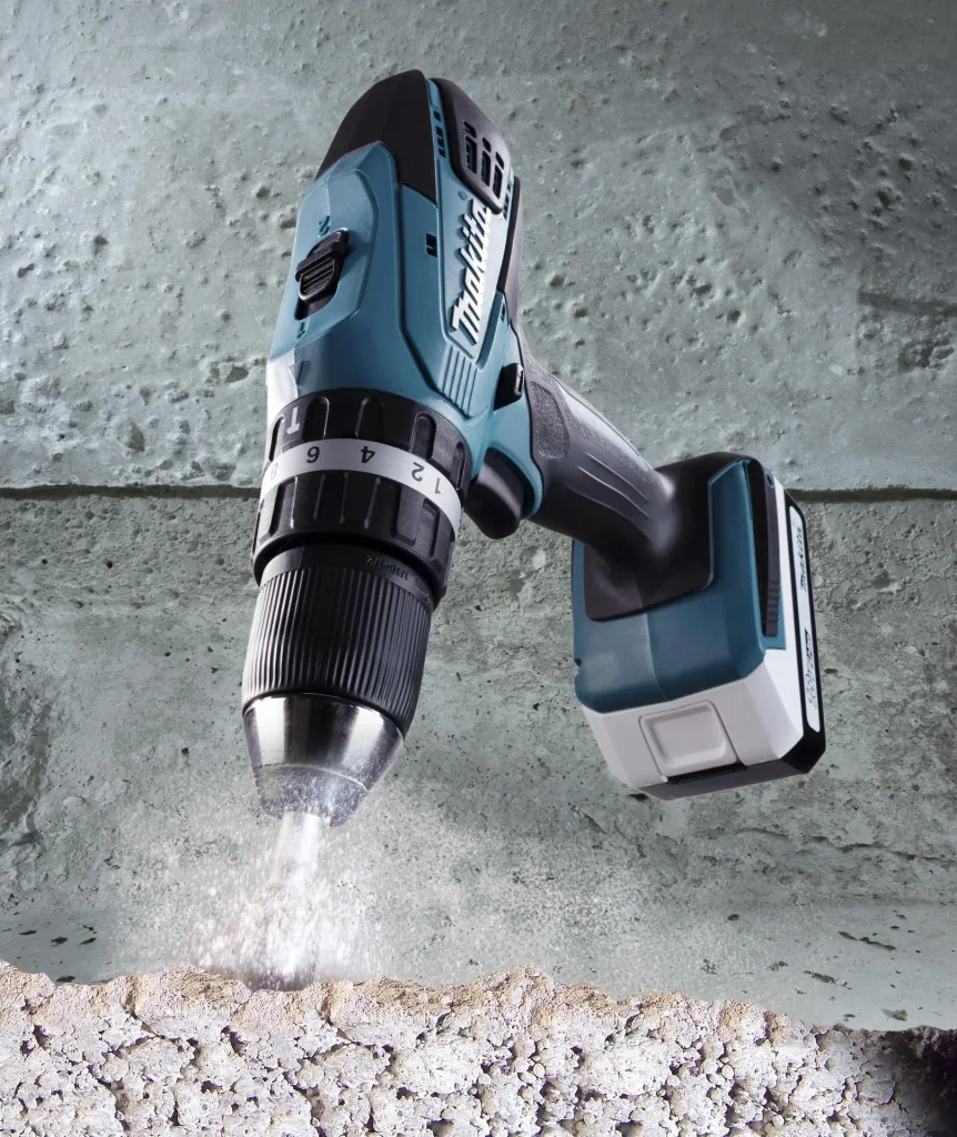 Cordless impact drill HP457DWE10, 18 Volt - 2-speed, Li-Ion with 74-piece accessories