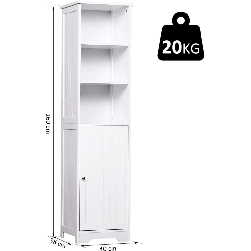 Chest of drawers bathroom cabinet bathroom cabinet bathroom shelf standing cabinet adjustable shelves wood white 40 x 38 x 160 cm