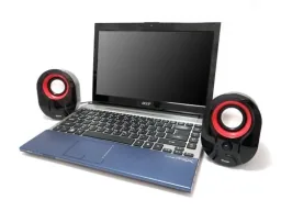 Stereo 2.0 speakers for notebook/PC in black/red
