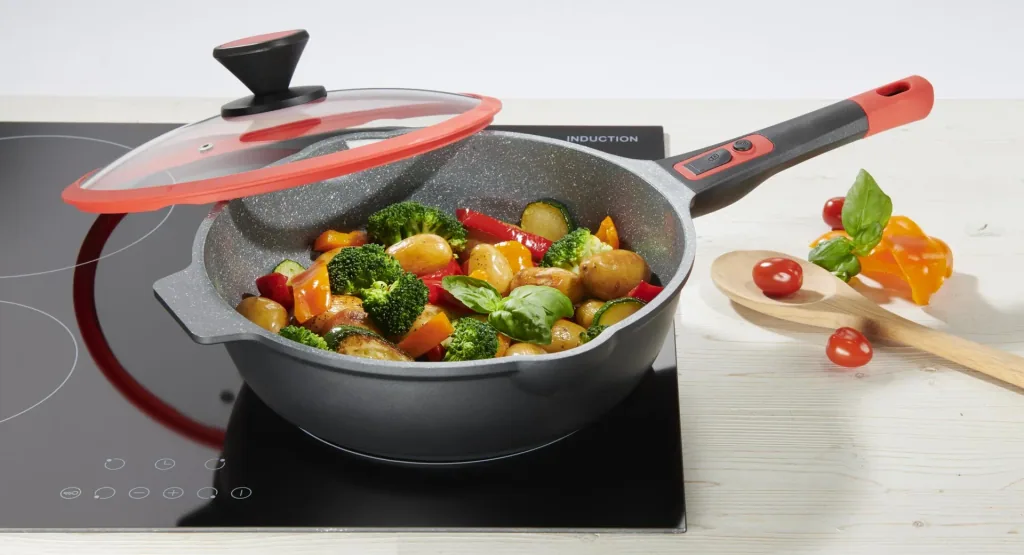 Click-Grip frying pan, cast aluminum, removable handle, 28 cm