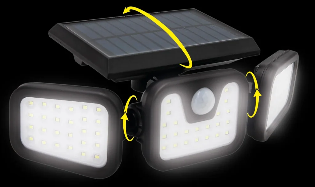 LED solar light with 3 adjustable light fields and motion detector