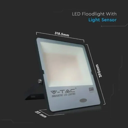 VT-167S LED Floodlight with Day/Night Sensor - 150 W - 15000 Lm - 3000K - Black