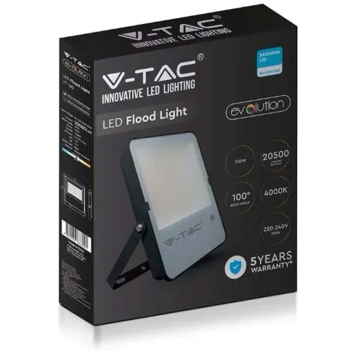 VT-162 LED Floodlight - 150 W - 20500 Lm - 4000K - Black - Extra Efficient