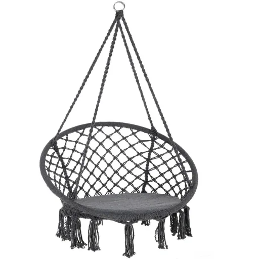 Hanging chair round with fringes grey Ø61cm