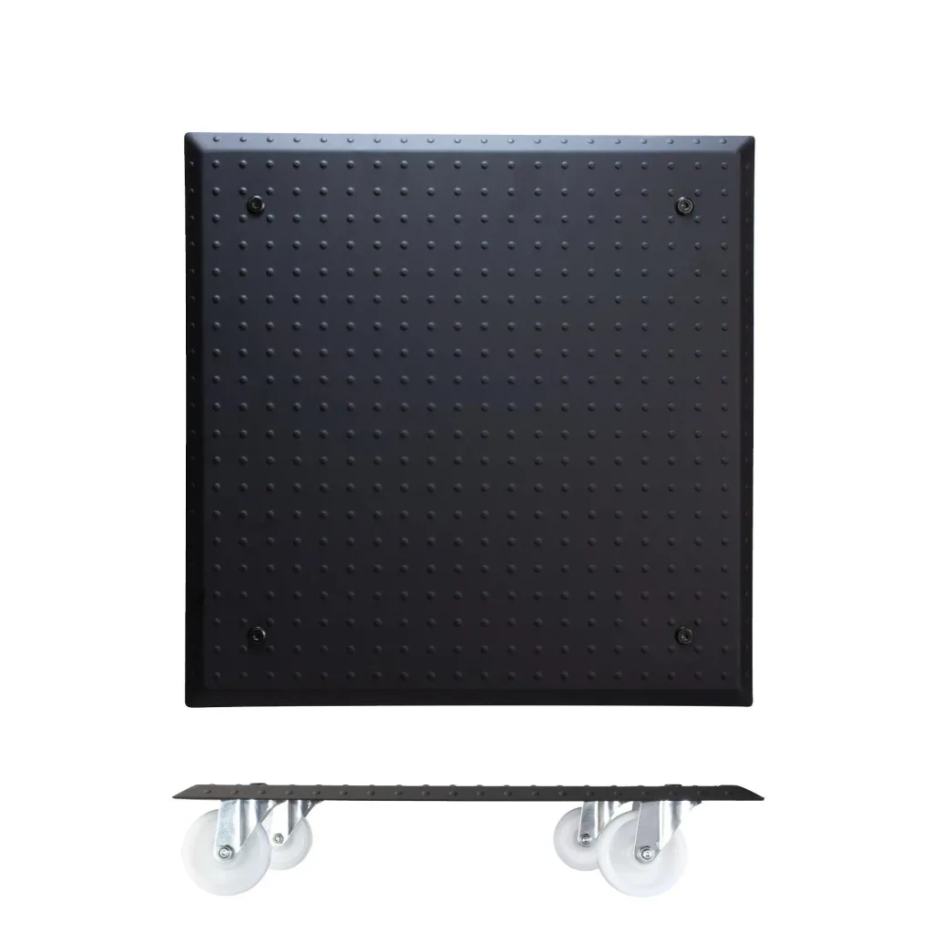 Multi Roller MR 1391, 45 x 45 x 9.5 cm, hard wheels Ø 75 mm, roller bearings, aluminum studded sheet, load capacity 150 kg
