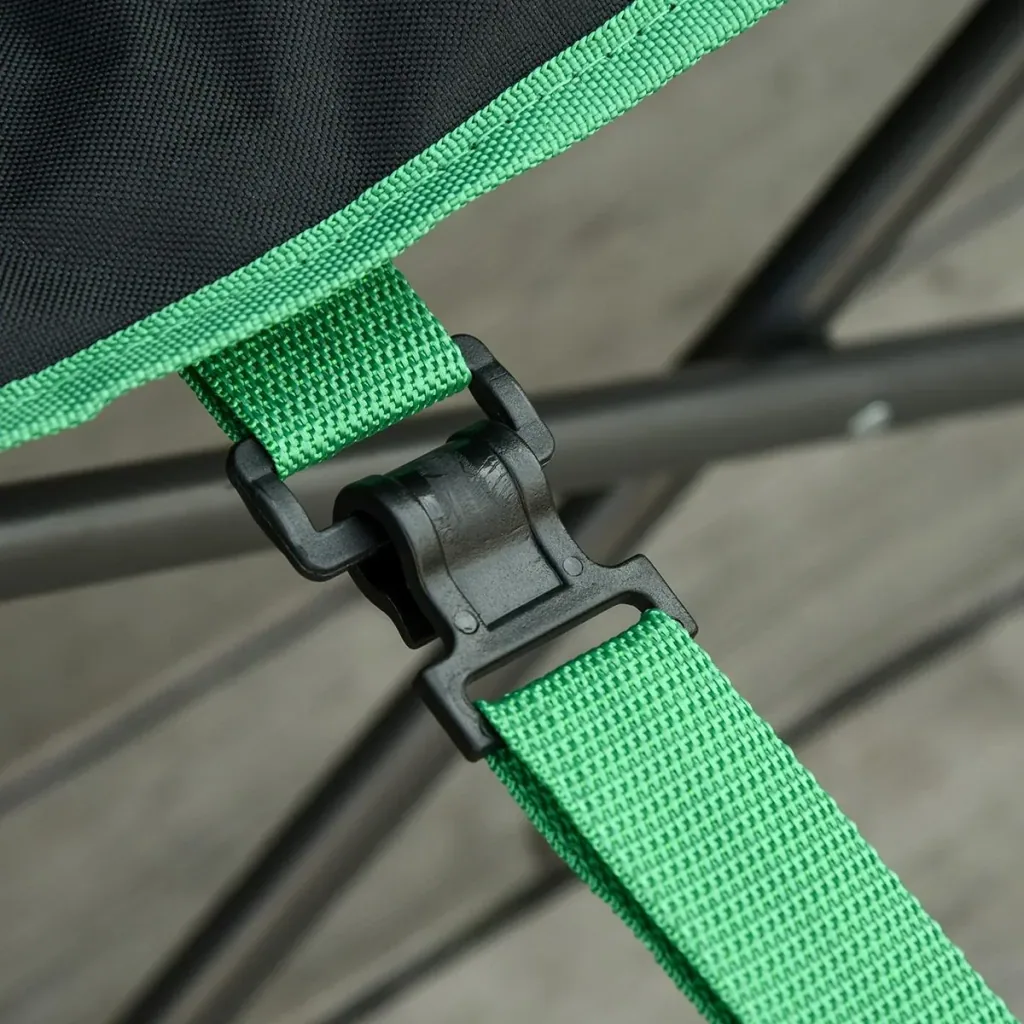 Camping chair with footrest black, green