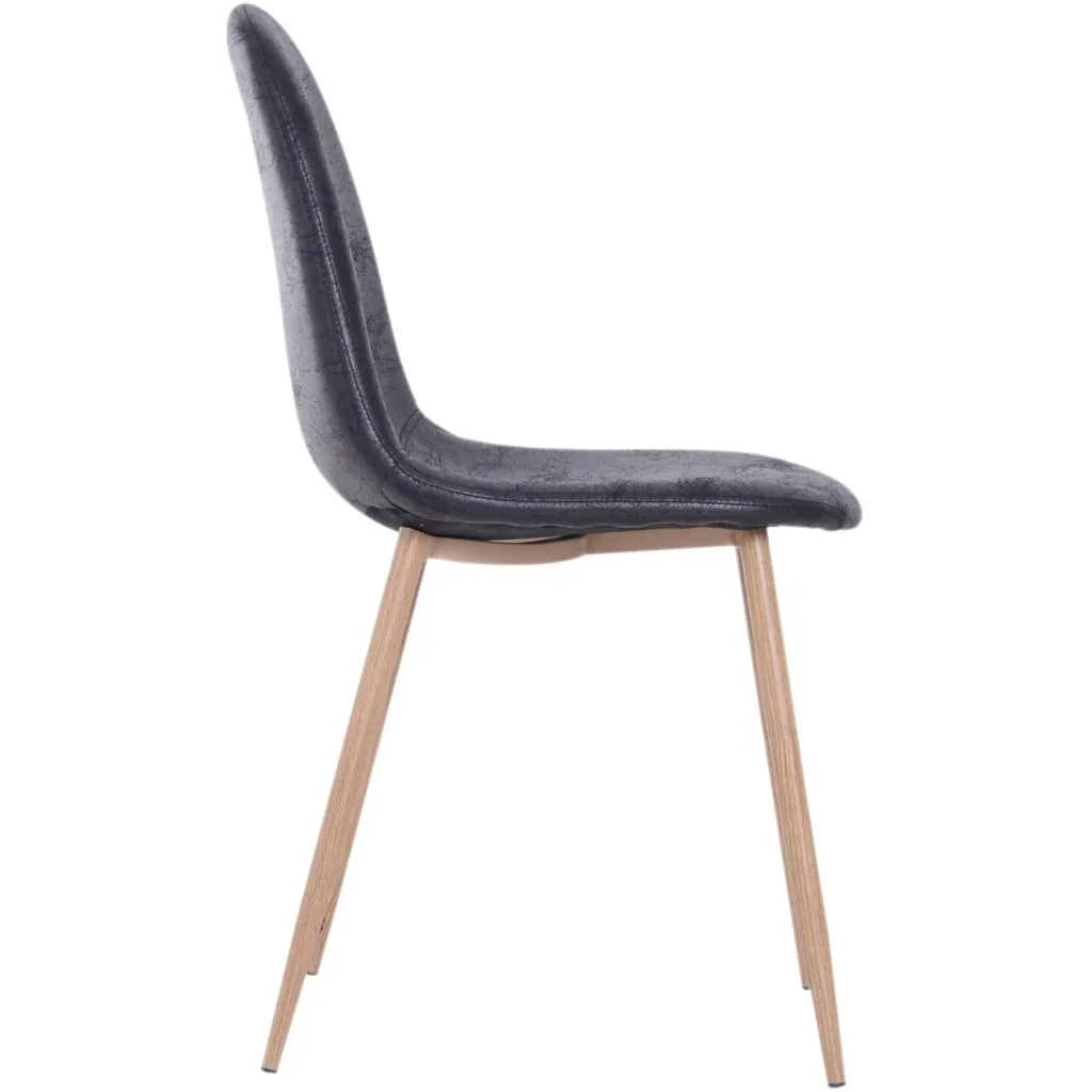 Set of 2 dining room chairs, kitchen chairs with backrest, faux suede armchair, black