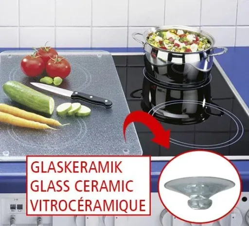 3-in-1 stove cover plates, cutting boards, worktops, glass, orchid design, each 52 x 30 cm, set of 2