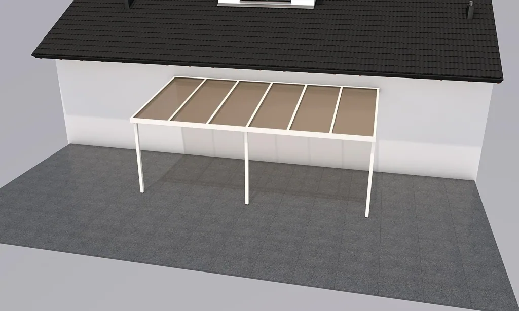 Patio roof Premium, white, 6110 x 3060 mm - Polycarbonate multi-wall sheets 16 mm, bronze