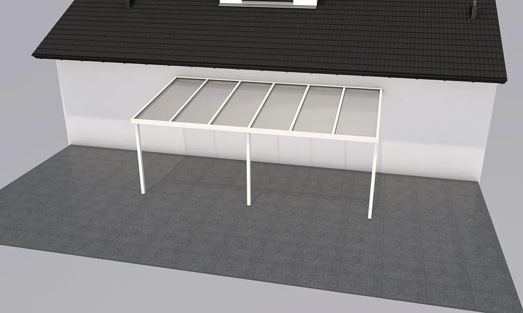 Patio roof Premium, white, 6110 x 3060 mm - Polycarbonate multi-wall sheets 16 mm, bronze