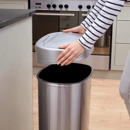 Trash can with motion sensor - stainless steel - 50 liters - sensor bin - hands-free system