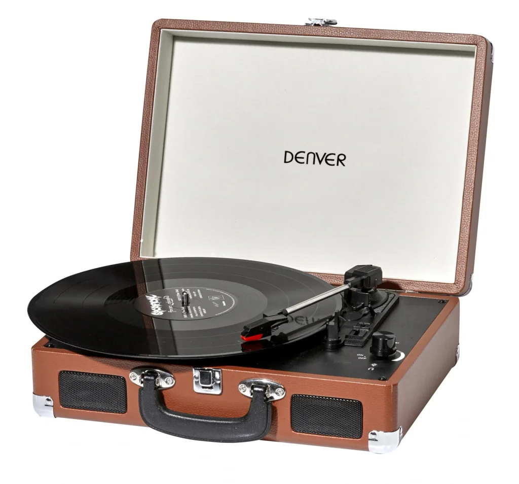 Retro USB record player "VPL-120" in a case in red