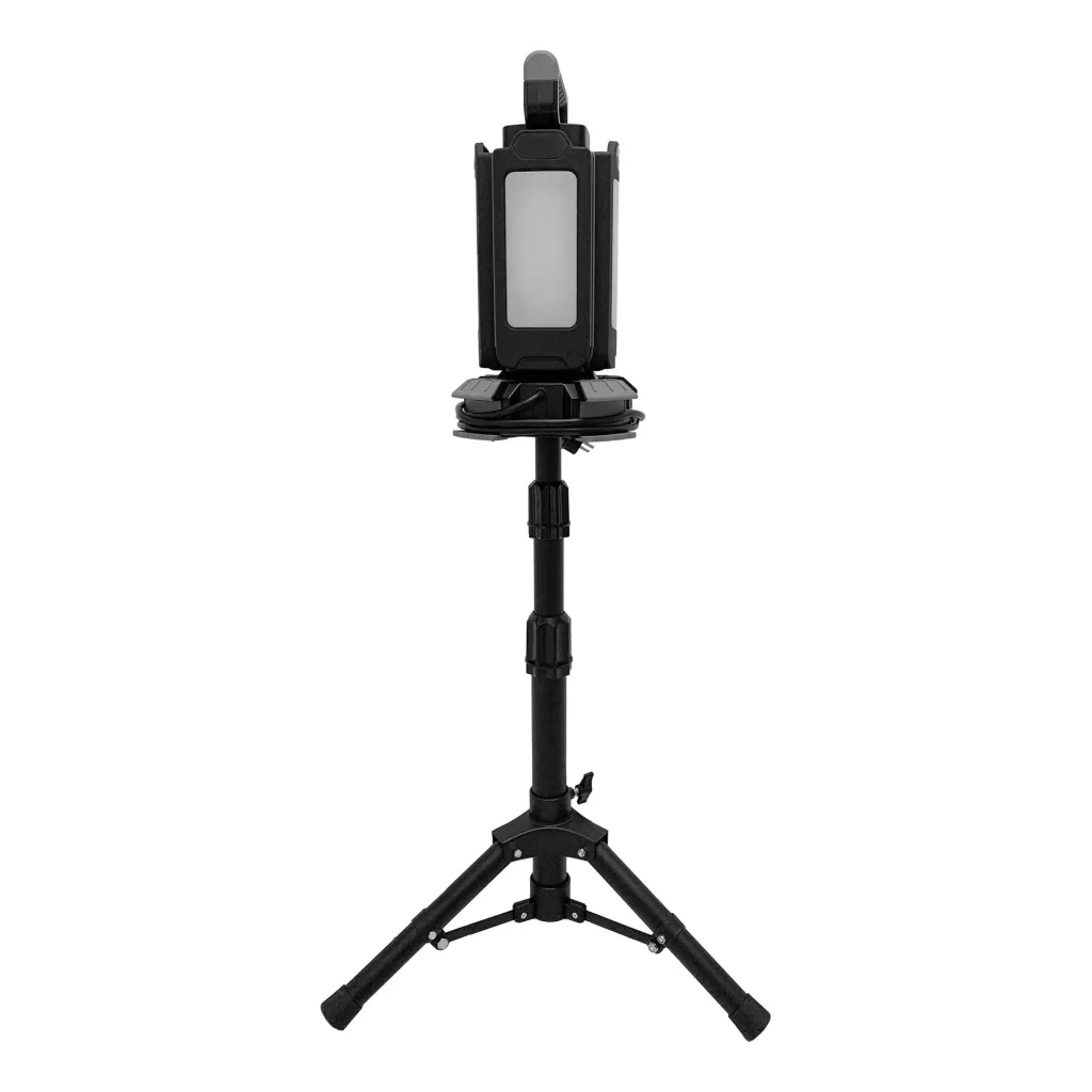 LED work light with tripod, 3 brightness levels, selectable color temperature