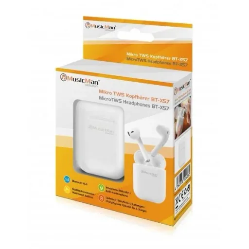 Wireless stereo in-ear headphones white