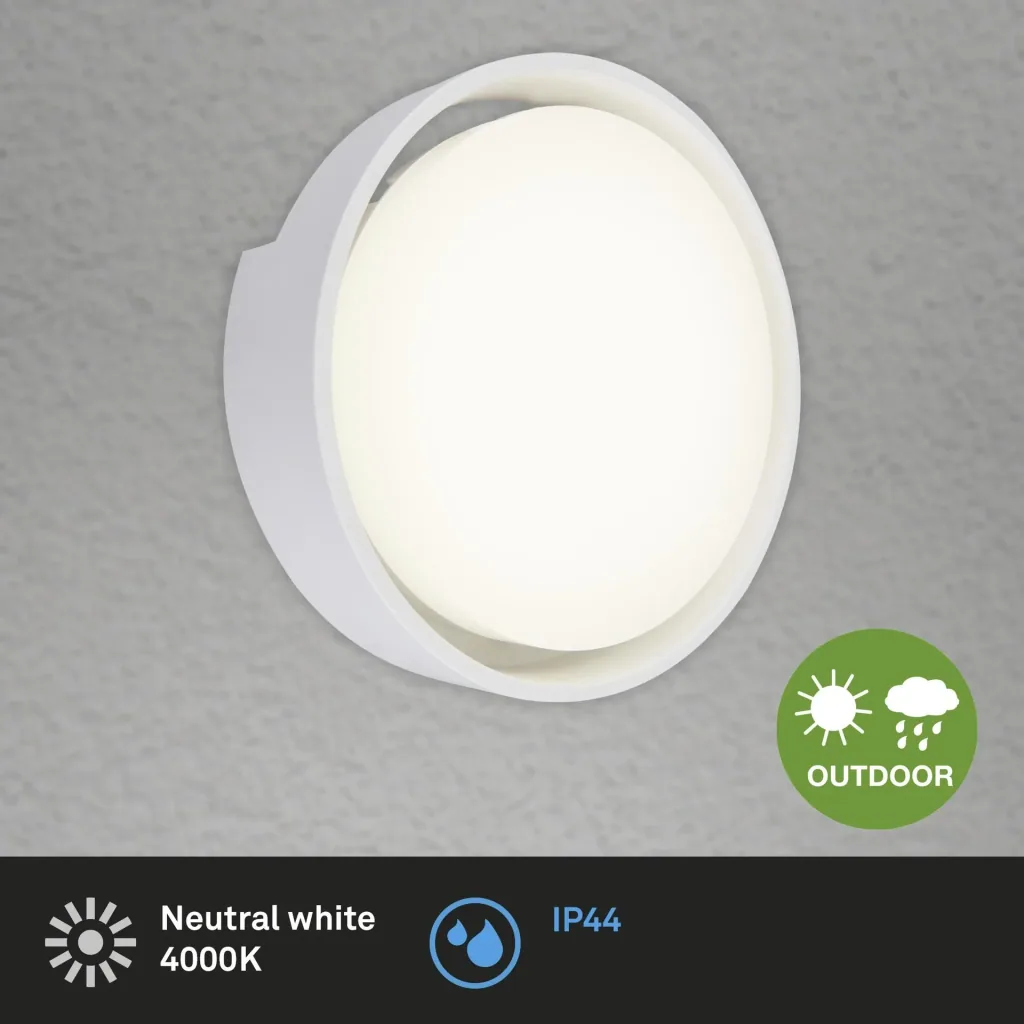 GENUA LED outdoor wall light, white, IP44, 18 watts, 1,500 lm, 4,000 K