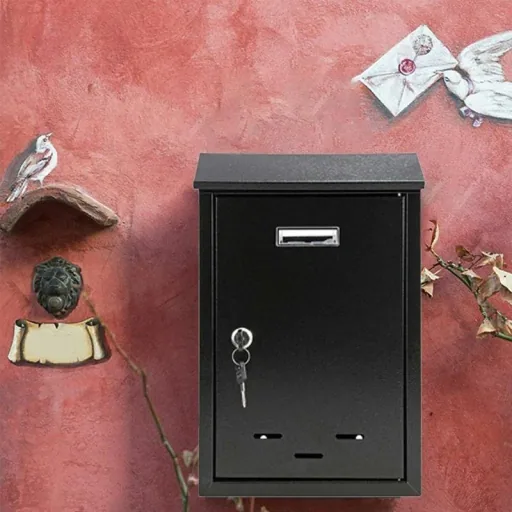 Mailbox with 2 buttons - black - 285x200x60 mm