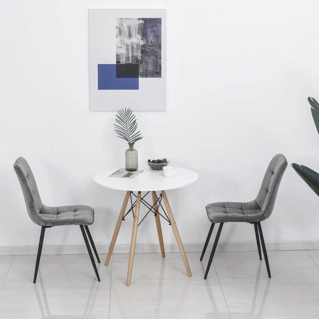 Set of 2 dining room chairs, kitchen chairs, dining table, foam metal, grey and black, 45 x 63 x 90 cm