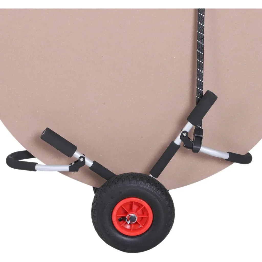 Canoe cart, kayak cart, surf cart, foldable, padded, PU tires, aluminum, silver, up to 45 kg, L65 x W38 x H52 cm