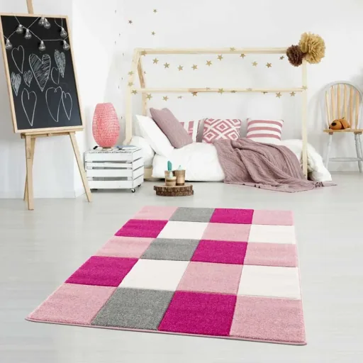 Livone children's carpet patchwork pink, Carpet size: 160 x 230 cm