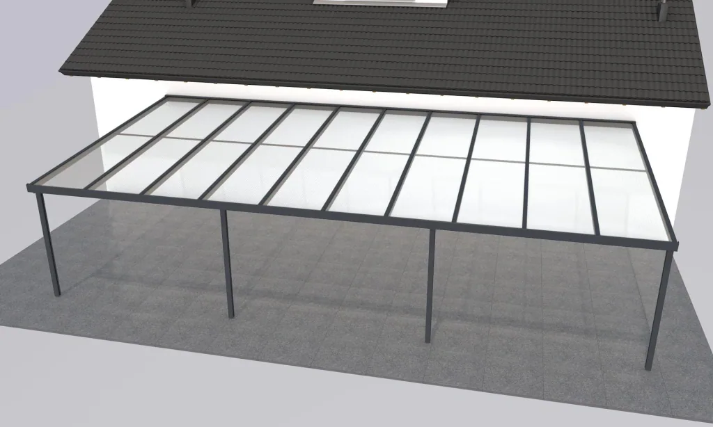 Patio roof Premium, anthracite, 10140 x 5060 mm - Polycarbonate multi-wall sheets 16 mm, clear